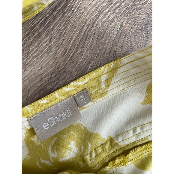 eShakti Women's Floral Dress Size MediumChartreuse Sleeveless Knee Length - Picture 6 of 9